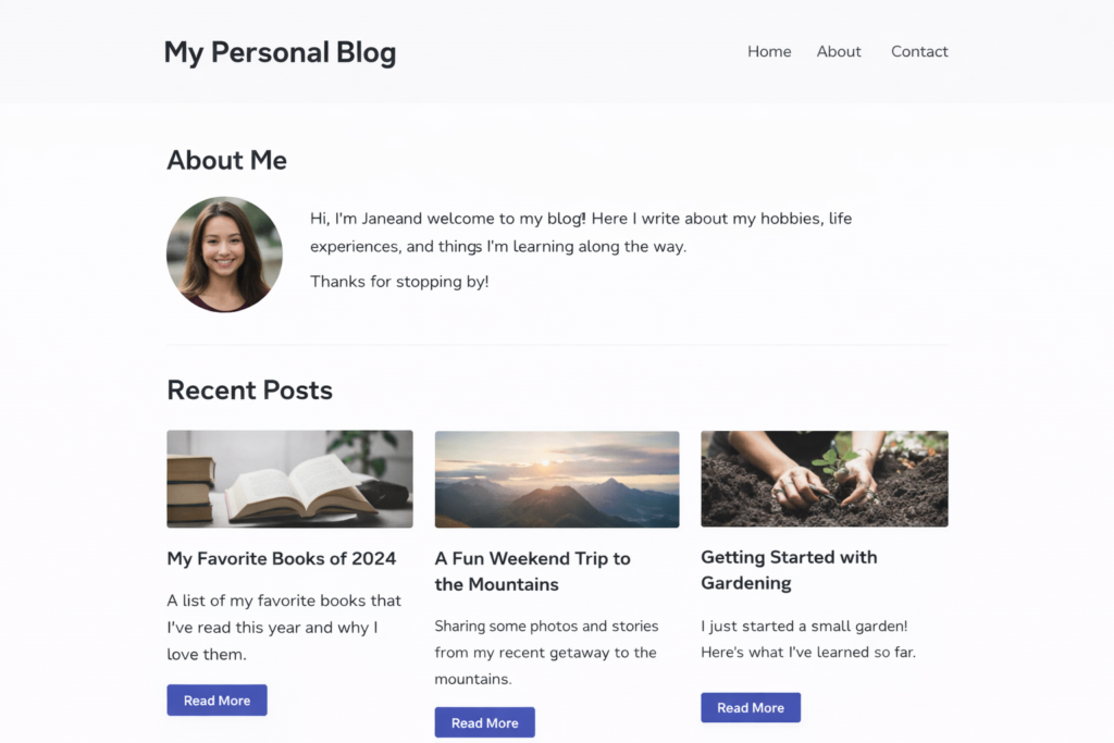 simple website created using Hostinger website builder