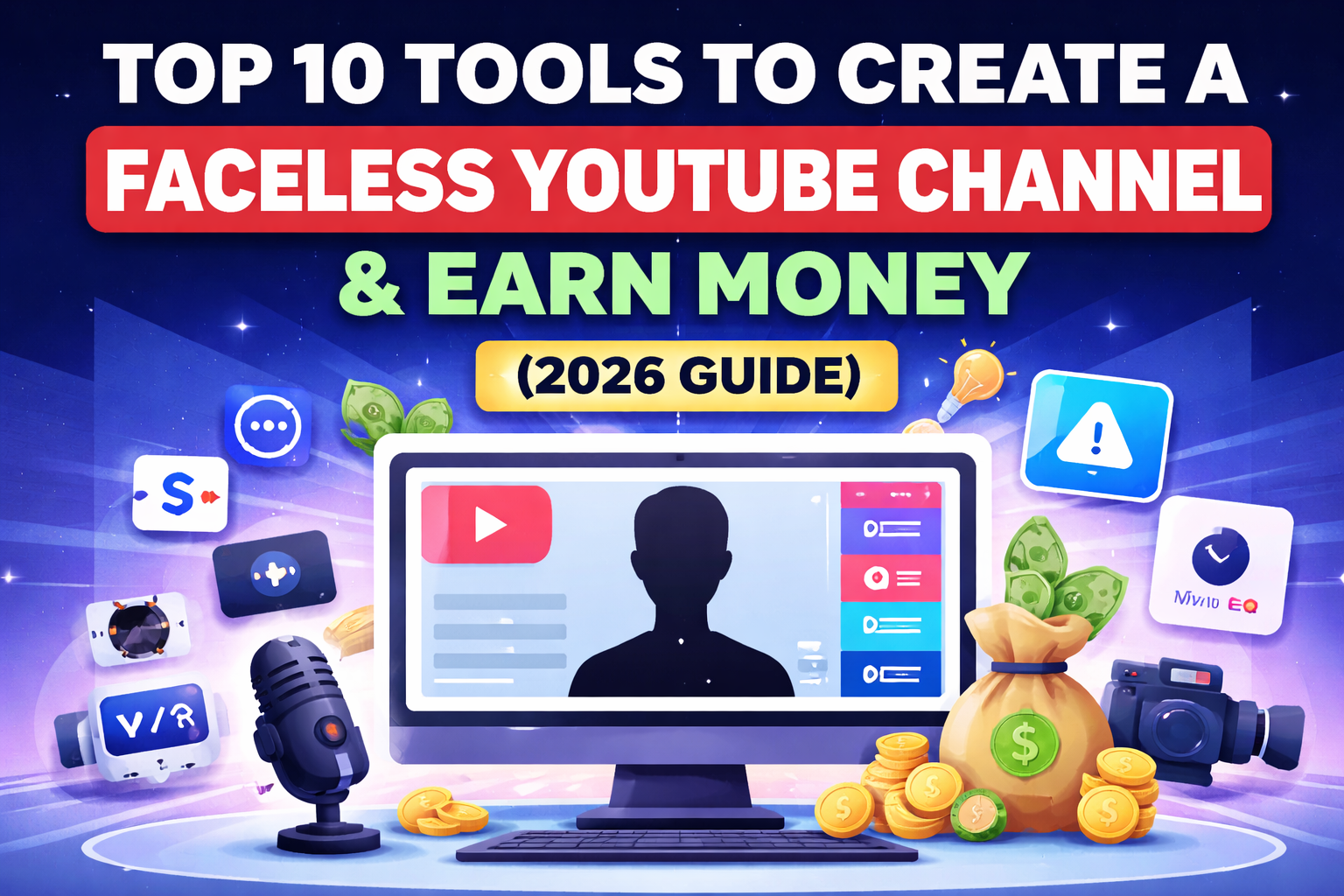 Top 10 Tools to Create a Faceless YouTube Channel and Earn Money (2026 Guide) Faceless YouTube channel tools for automation using AI to make money online without showing face