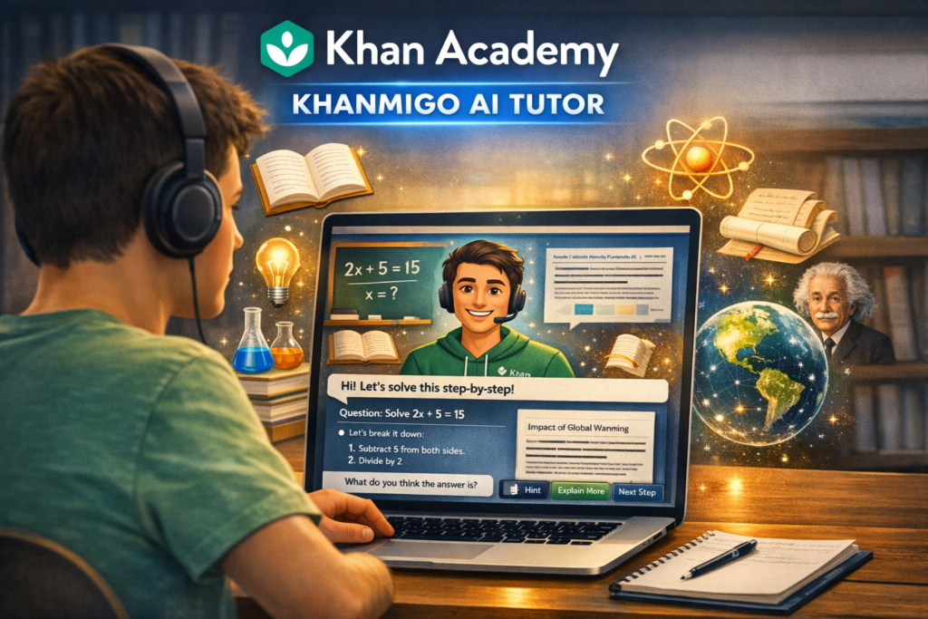 Khanmigo AI tutor by Khan Academy helping student learn