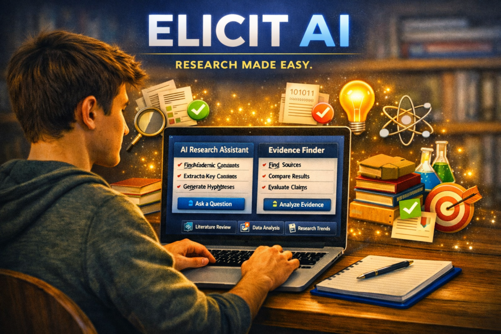 Elicit AI research assistant helping students find academic papers