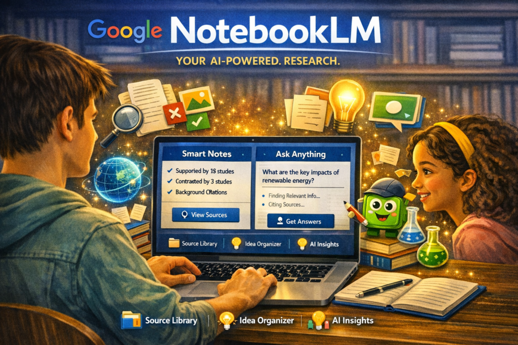 Google NotebookLM AI study notebook summarizing lecture notes for students