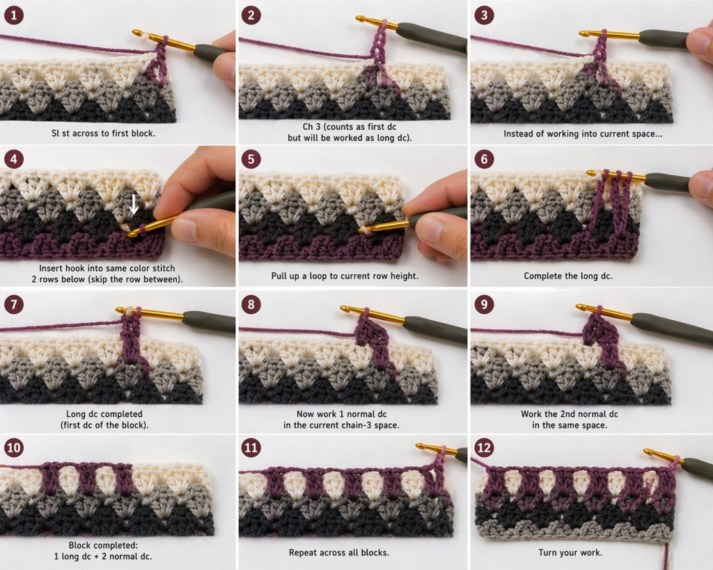 Apache Tears Crochet Pattern C2C textured blanket tutorial