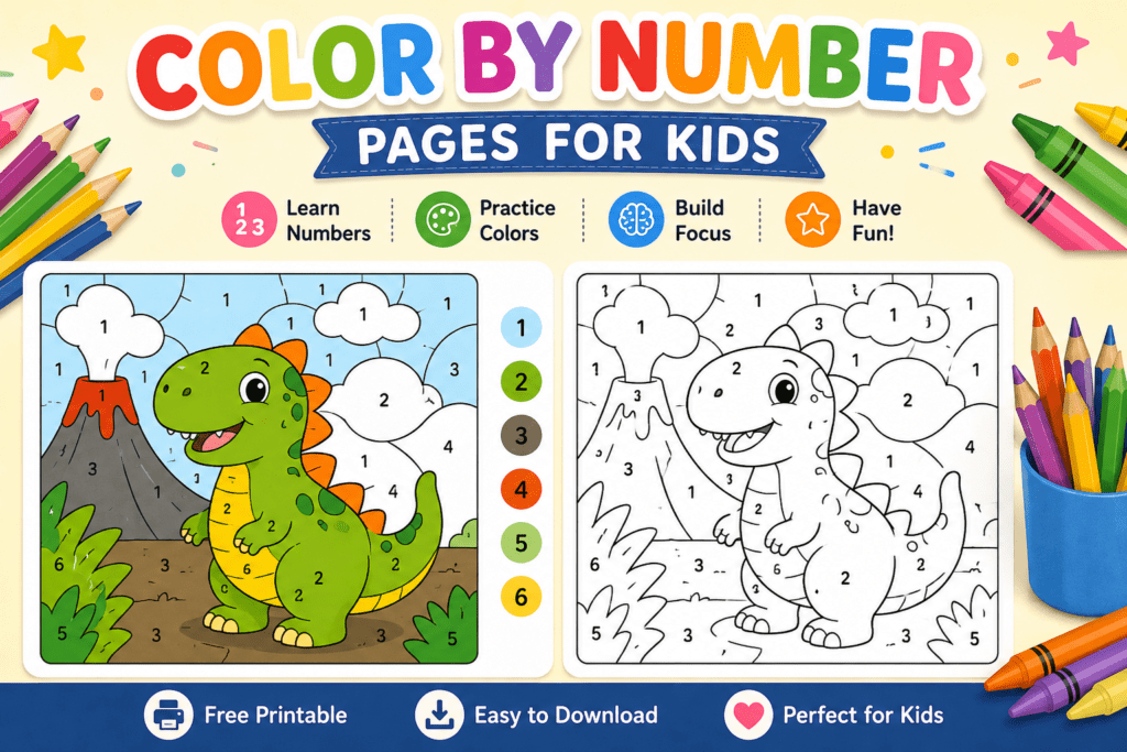 Free Color by Number Pages for Kids (Printable Worksheets)