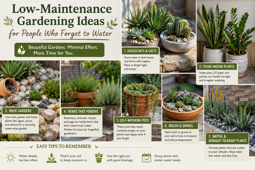 Low-Maintenance Gardening Ideas for People Who Forget to Water