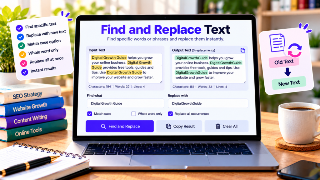 Find and Replace Text Online – Free Text Tool