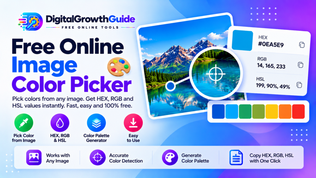 Free online image color picker showing HEX RGB and HSL values