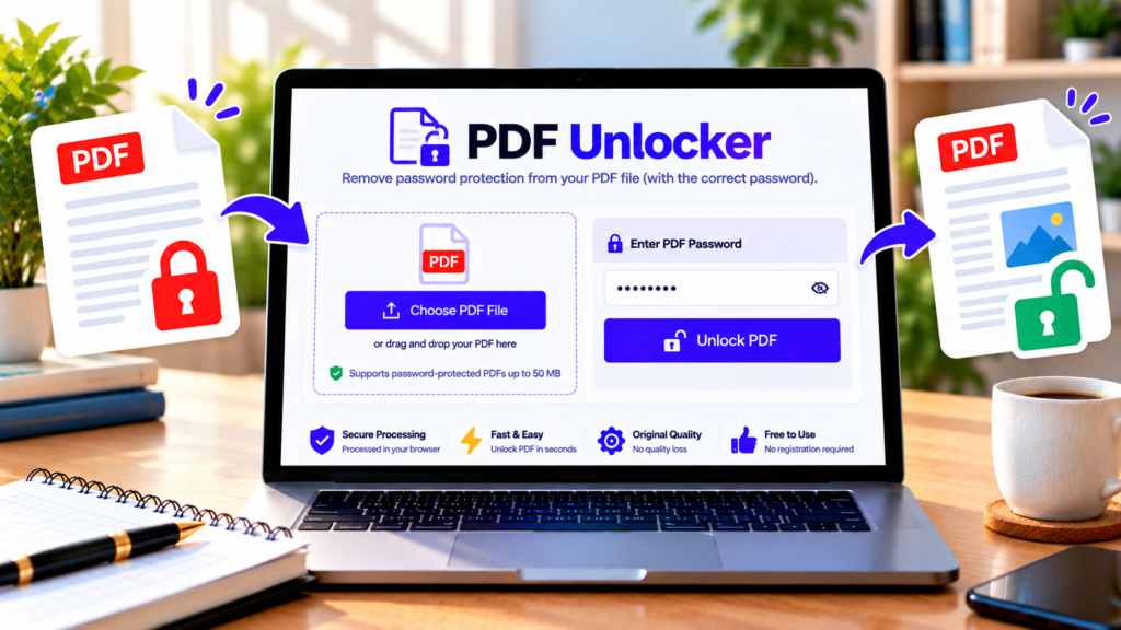 Free PDF Unlocker showing how to remove password protection from a PDF using the correct password.